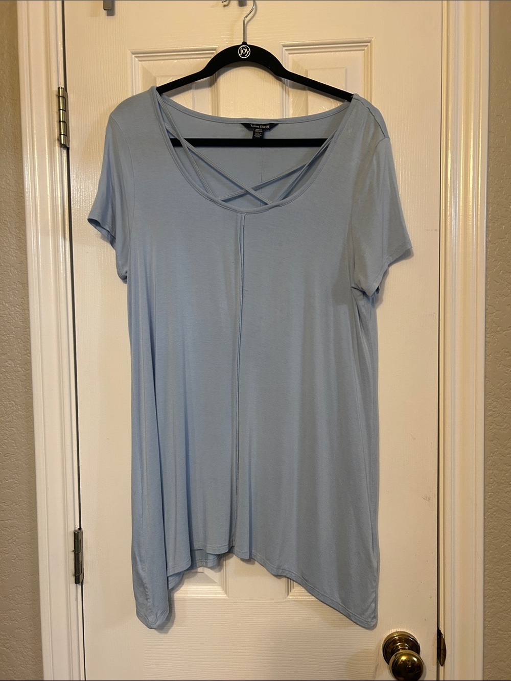 Light Blue Crisscross Neck Women's Top